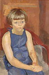 A Young Girl Wearing a Blue Dress