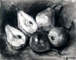 Still Life of Pears Halved and Whole