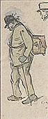 Man with Hat & Cane, Pouch on His Back; Man\\\\\\\'s Head